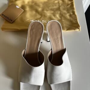 Wandler Nana mule slides shoes heels white lambskin leather 8
